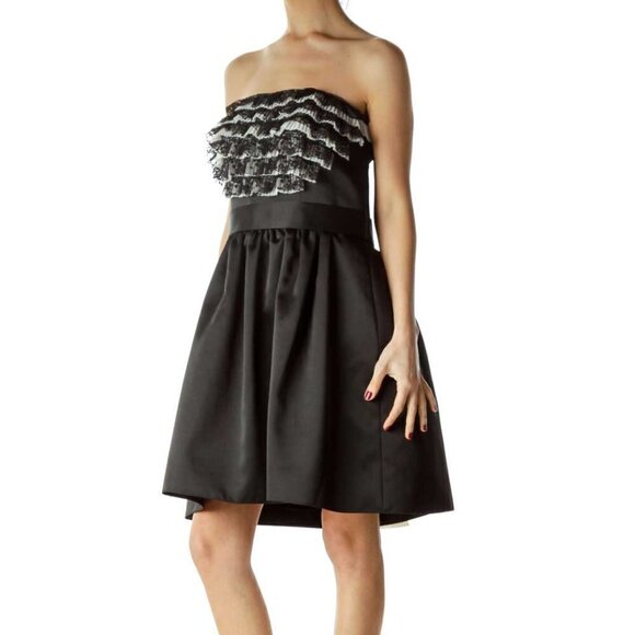 ABS by Allen Schwartz Black Chest Ruffled Strapless Cocktail Dress - Picture 3 of 3